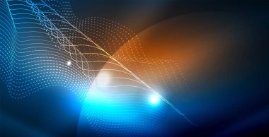 Dalgalar ile renkli neon ışıklar soyut arka plan