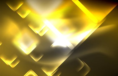 Bulanık efektler ile koyu arka planda Neon kare ve hat ışıkları