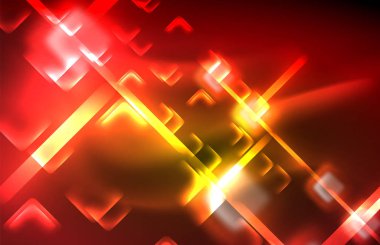 Siyah Neon parlak ışık hatları, techno modern şablon