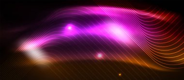 Parlayan ışık arka planda Neon kare şekiller çizgiler