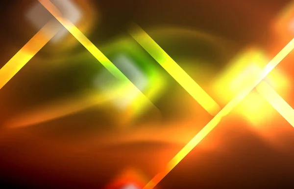 Неонові блискучі світлові лінії на чорному, технологічно сучасному шаблоні — стоковий вектор
