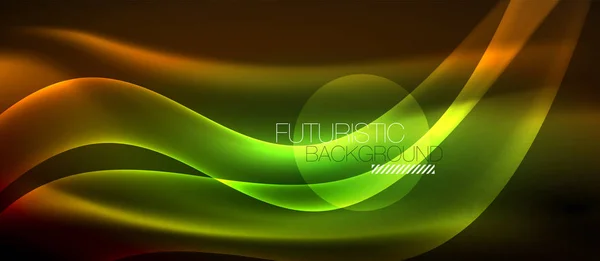 Sinar neon berkilau gelombang garis - Stok Vektor