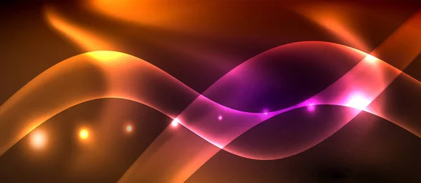 Γυαλιστερό λαμπερό φόντο φως νέον κυματοειδές — Διανυσματικό Αρχείο