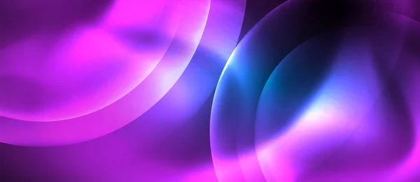 Blauwe neon bubbels en cirkels abstracte achtergrond, futuristische Magic Techno Design — Stockvector