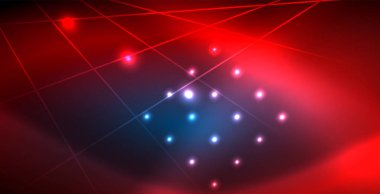 Neon parlayan techno hatları, mavi Hi-Tech futuristik soyut arka plan ışık ile şablon