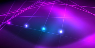 Neon parlayan techno hatları, mavi Hi-Tech futuristik soyut arka plan ışık ile şablon