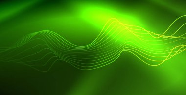 Koyu, parlak hareket, sihirli alan ışık parlayan soyut dalga. Techno arka plan