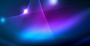 Dalgalar ile renkli neon ışıklar soyut arka plan