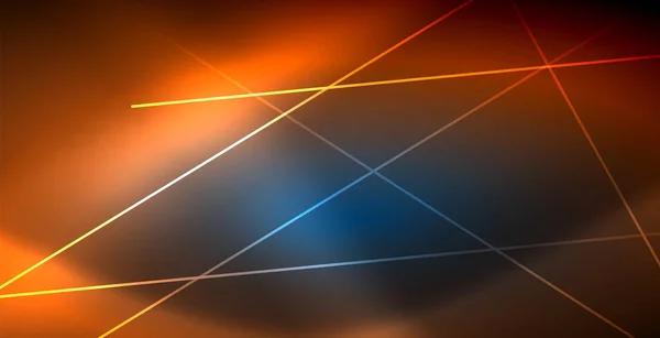 Néon rayonnant lignes techno, bleu salut-tech futuriste modèle de fond abstrait avec des lumières — Image vectorielle