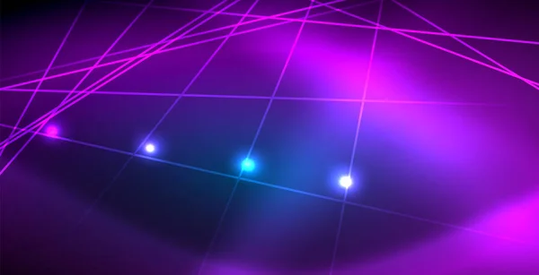 霓虹灯发光技术线,蓝色高科技未来派抽象背景模板与灯光 — 图库矢量图片