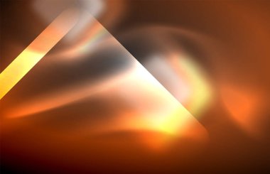 Bulanık efektler ile koyu arka planda Neon kare ve hat ışıkları