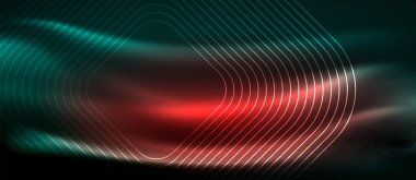 Neon parlayan elemanları, parlak hareket konsepti ile koyu arka plan