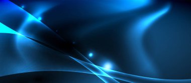 Neon renk dalgaları ile koyu arka plan, vektör şablonu