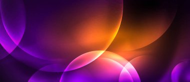 Çevrelerle parlak neon renk ışığı soyut arka plan