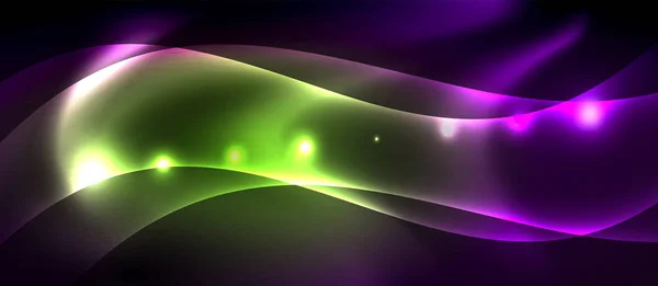 Glänzend leuchtende Neonlichtwellen Hintergrund — Stockvektor