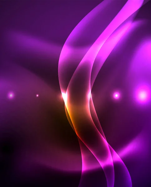 Неонові лінії кольорових хвиль абстрактний фон, магічне технічно футуристичне світло — стоковий вектор