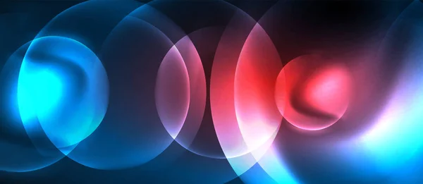蓝色霓虹灯气泡和圆圈抽象背景,未来派魔术技术设计 — 图库矢量图片