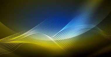 Koyu, parlak hareket, sihirli alan ışık parlayan soyut dalga. Techno arka plan