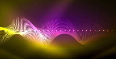 Koyu, parlak hareket, sihirli alan ışık parlayan soyut dalga. Techno arka plan