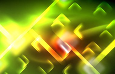 Neon parlayan techno hatları, yüksek teknoloji fütüristik arka plan şablonu kare şekilleri ile