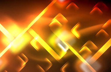 Siyah Neon parlak ışık hatları, techno modern şablon