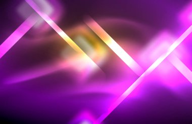 Siyah Neon parlak ışık hatları, techno modern şablon