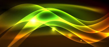 Neon parlak ışık parlayan dalga hatları