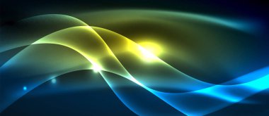 Koyu, parlak hareket, sihirli alan ışık parlayan soyut dalga. Techno arka plan