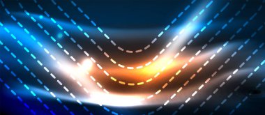 Neon parlayan techno hatları, yüksek teknoloji fütüristik arka plan şablonu kare şekilleri ile