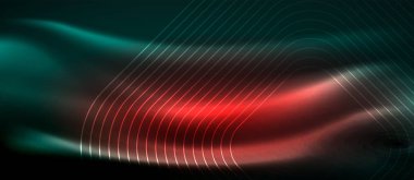 Neon parlayan elemanları, parlak hareket konsepti ile koyu arka plan