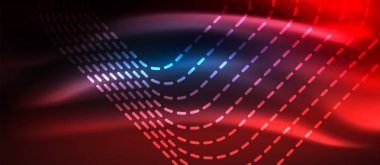 Neon parlayan techno hatları, yüksek teknoloji fütüristik arka plan şablonu kare şekilleri ile