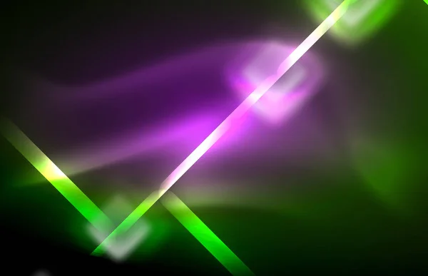 Neon glanzende lichtlijnen op zwart, techno moderne sjabloon — Stockvector