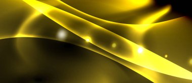 Neon renk dalgaları ile koyu arka plan, vektör şablonu