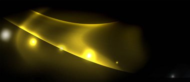 Neon renk dalgaları ile koyu arka plan, vektör şablonu