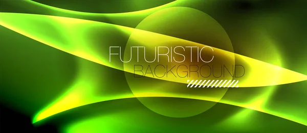 Neon color wave lines abstract background, magic techno futuristic light — Stock Vector