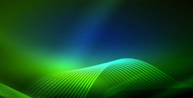 Koyu, parlak hareket, sihirli alan ışık parlayan soyut dalga. Techno arka plan