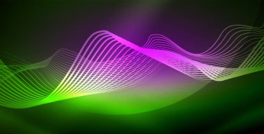 Koyu, parlak hareket, sihirli alan ışık parlayan soyut dalga. Techno arka plan