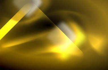 Bulanık efektler ile koyu arka planda Neon kare ve hat ışıkları