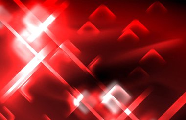 Bulanık efektler ile koyu arka planda Neon kare ve hat ışıkları