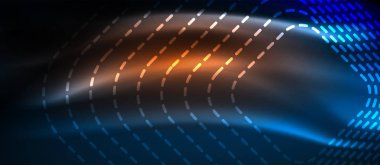 Neon parlayan techno hatları, yüksek teknoloji fütüristik arka plan şablonu kare şekilleri ile