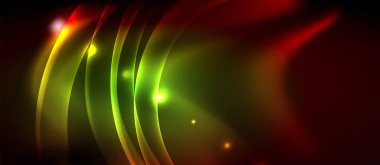 Neon renk dalgası hatları soyut arka plan, sihirli techno futuristik ışık