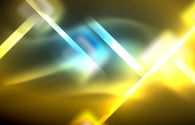 Neon parlayan techno hatları, yüksek teknoloji fütüristik arka plan şablonu kare şekilleri ile