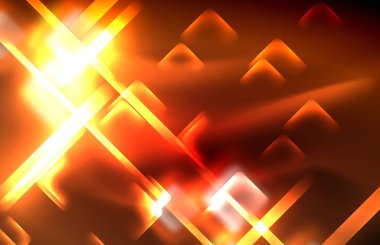 Neon parlayan techno hatları, yüksek teknoloji fütüristik arka plan şablonu kare şekilleri ile