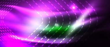 Neon parlayan elemanları, parlak hareket konsepti ile koyu arka plan