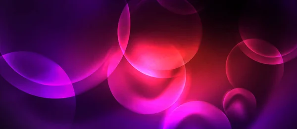 Luz de color neón brillante con círculos fondo abstracto — Archivo Imágenes Vectoriales