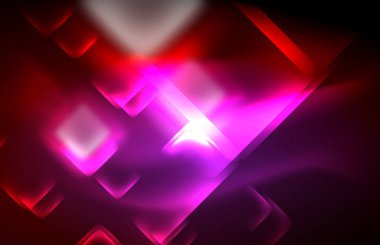 Neon parlayan techno hatları, yüksek teknoloji fütüristik arka plan şablonu kare şekilleri ile