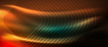 Neon parlayan elemanları, parlak hareket konsepti ile koyu arka plan