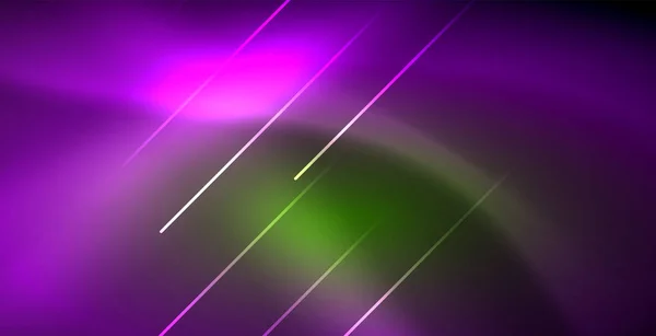 Neon brilhando onda, energia mágica e fundo movimento de luz — Vetor de Stock