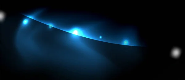 ネオン色の波、ベクトルテンプレートと暗い背景 — ストックベクタ