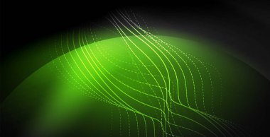 Koyu, parlak hareket, sihirli alan ışık parlayan soyut dalga. Techno arka plan